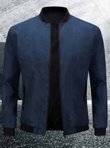 Manfinity Homme 男士秋季热带印花拉链棒球夹克