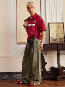 Manfinity VCAY 男士字母印花短袖休闲/通勤 Polo 衫