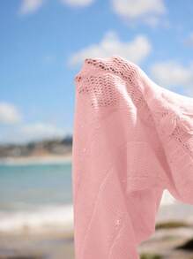 SHEIN BAE Vacation Style Sexy See-Through Knitted Women Dress