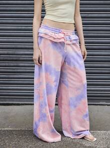 COUREZ Oversized Jogger With Frill Waistband /Winter Clothes For Women Winter Bottoms Y2K Streetwear Cute Sexy