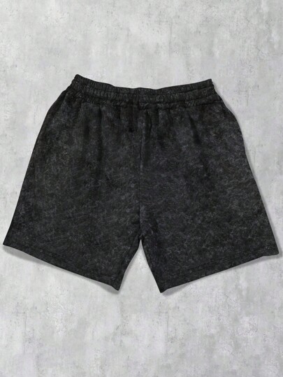 Street Life Pantalones cortos sueltos y casuales para hombres con cintura con cordón y bolsillo con estampado de eslogan
