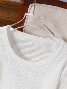 Franclia Nuevo suéter de punto casual de mujer con cuello cuadrado ajustado y elegante, para primavera/otoño e invierno - Blanco - Ver 6