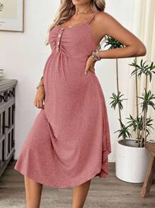 SHEIN 休闲纯色无袖哺乳连衣裙，夏季