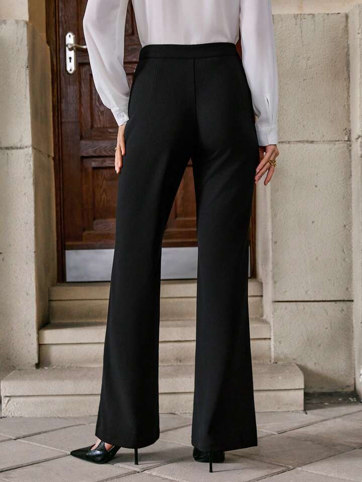 Solivie Solid Flare Leg Pants | SHEIN USA
