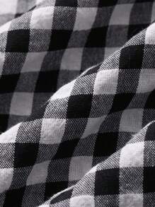 DAZY Spring And Summer Checked High Waist Wide Leg Pants With Elastic Waistband Plaid - Black - View 10