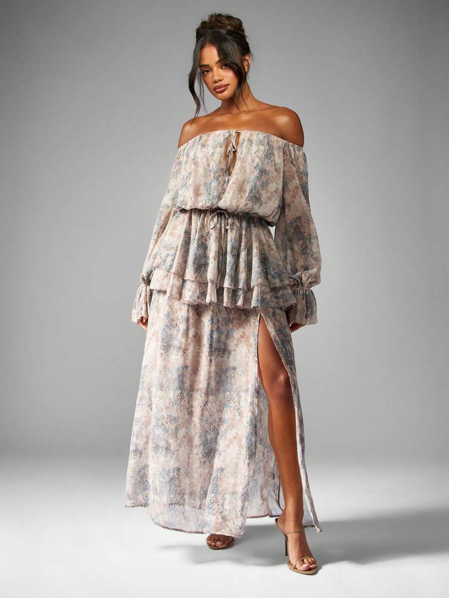 flowy maxi dress long sleeve Floral Flowy Maxi Dress main image 1