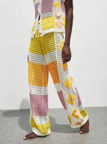 Maija Damen Sommer Urlaub Farbblock Ausschnitt Strick Weite Bein Hose Buttergelb Strand Urlaub Outfits Urlaub Outfits Frauen Boho Kleidung Frauen Häkeln Boho Frauen Bekleidung Bohemian Kleidung für Frauen