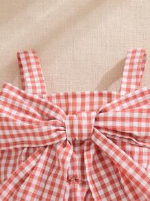 Souflis Souflis Baby Girl Summer Casual Cute Car Bow Strap Blue Striped Bodysuit - Pink - View 3