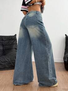 Coolane Women's Casual Versatile Pocketed Wide Leg Jeans