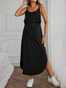 SHEIN Maternity Casual Solid Color Camisole Nursing Dress For Summer