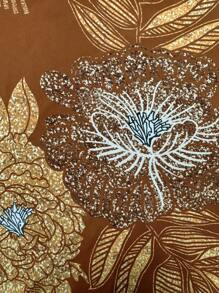 Franclia 大码女式 V 领游牧花卉印花拼色优雅复古休闲领带蝴蝶结衬衫，春夏 - 彩色 - 查看 3