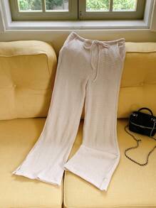 Comfortcana 女士纯色系腰口袋直筒宽松裤，夏季 - 卡其色 - 查看 4