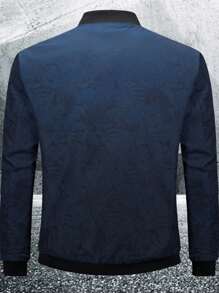 Manfinity Homme 男士秋季热带印花拉链棒球夹克