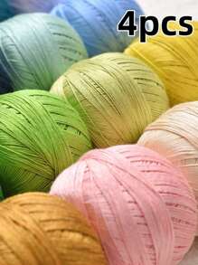 4 团精致蕾丝纱，强力扭纹蕾丝针织纱，披肩和短袖手工钩针纱 - 4團蕾絲 - 查看 1