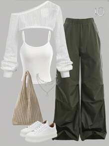 Girlism 3pcs Tween Girls Black & Beige Casual Matching Set, Street Style, Back To School, Ribbed Knit Sleeveless Vest With Camisole Top And Shorts, Spring & Summer  Suitable For Spring & Summer/Daily Wear With Girlfriends/Suitable For Autumn/Winter