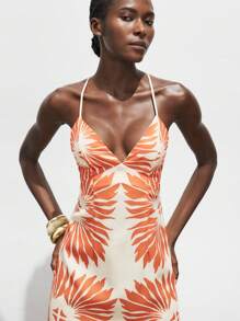 Maija 女士优雅花卉印花无袖连衣裙，时尚假日休闲连衣裙设计，适合节日场合和度假穿着 - 彩色 - 查看 5