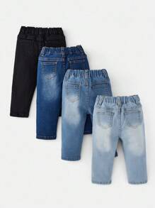 SHEIN 男婴褪色简约日常牛仔裤 - 彩色 - 查看 2