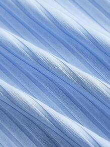 SHEIN MOD Neck Tie Lace Patchwork Collar Long Sleeve Cinched Waist A-Line Light Blue Sweet Dress - Baby Blue - View 4