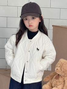 DAZY Young Girls Baseball Padded Coat, Autumn - Beige - View 5