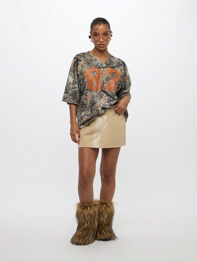 SUMWON WOMEN Distressed Mini Skirt With Elastic Waist