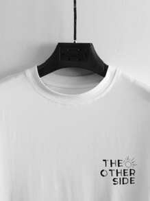 Manfinity Homme Men T-Shirts Fit Crew Neck Short Sleeve Graphic Tee Casual College,School Summer Knit Top