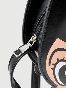 Astro Boy X ROMWE Cartoon Figure Graphic Women Vintage Versatile Commute Asymmetric Crossbody Bag - Black - View 3