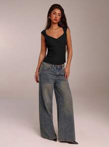 SHEIN Forever 21 海滩度假 夏季文艺复兴博览会 乡村音乐会 Y2K 上衣 毕业典礼 外出露背上衣 音乐节 机场 复活节 波西米亚风夏季上衣 女士夏季 夏季母亲节 毕业典礼上衣 教堂女士 女士上衣 - 黑色 - 查看 6