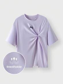 JNSQ adolecent Girl Outdoor Professional Sports Loose T-Shirt, T-shirt ample à col rond et imprimé amusant pour enfants, T-shirt ample de sport professionnel outdoor