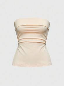 ROMWE Grunge Punk Y2K Subculture 豹纹下摆开衩短款抹胸女款 - 黃色 - 查看 5