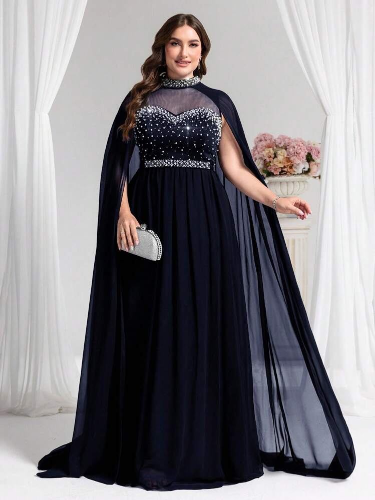 navy blue plus size formal dress ZAPAKA Women Chiffon V-Neck Long A Line Evening Dress with Short Sleeves, Navy / US14 evening party or any other occasions Cicinia Dark Navy Mother Of