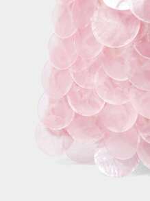 SHECARRY Fashionable & Elegant Sequin Mini Handbag With Wooden Handle - Pink - View 6