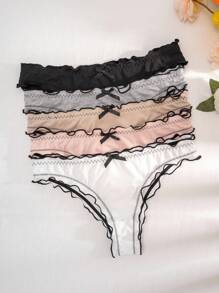 PetitDoll Women Fashionable Wave Edge Hollowed-Out Triangle Panties (Pack Of 5)