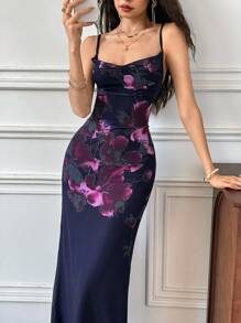 EastFlair 女士夏季优雅花卉印花无袖连衣裙 - 彩色 - 查看 5