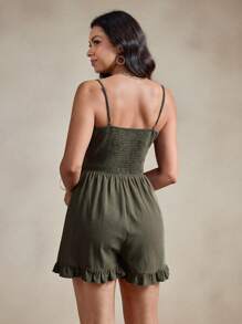 Wildy American West Country Casual Green Jumpsuit, Summer - Green - View 3