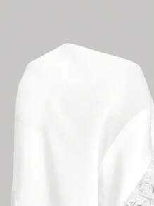 SHEIN MOD 女士白色荷叶边领灯笼袖修身衬衫，秋季，优雅，西部风女装，复古，哥特，万圣节女装，老钱风，约会之夜女装，生日，白色衬衫，端庄，高贵，西部风女装 - 白色 - 查看 5