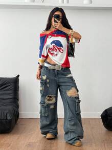 Coolane Áo thun bóng đá họa tiết lưới thoáng khí cổ điển Y2K Streetwear mùa xuân và mùa hè cho nữ - Nhiều màu - Xem 4