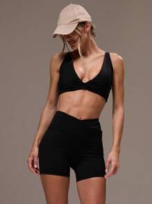 Musera Sport 女士纯色运动套装，健身 - 黑色 - 查看 5
