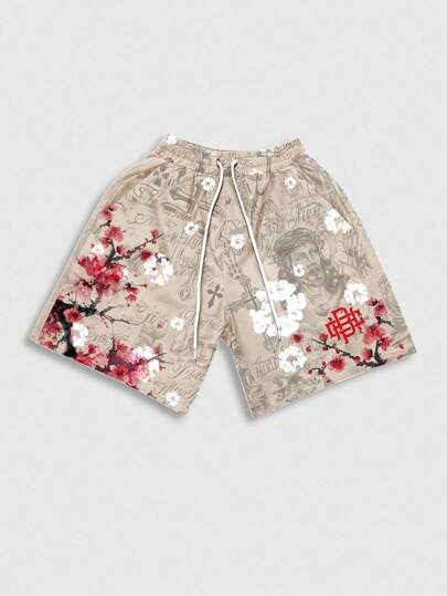 Goth Pantalones cortos casuales de hombre estampados, adecuados para primavera y verano