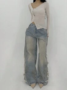 DAZY Jeans dritti con effetto vissuto per donne