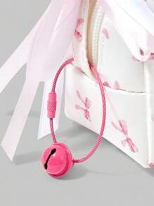 ROMWE Kawaii Tas Kosmetik Organizer dengan Hiasan Pita Mutiara, Dompet Resleting dan Rantai Mutiara - MultiWarna - View 9