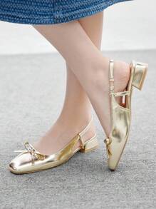 CUCCOO BIZCHIC Women Gold Basis Commuting Versatile Flat Shoes For Christmas - Gold - View 5