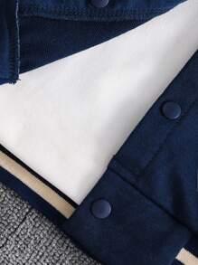 SHEIN 1pc Young Boy's Casual Baseball Jacket With Letter & Number Print, Long Sleeve, Suitable For Daily Wear, Sports, Outings, Back To School For 4-7 Years Old Boys Chic Outfits For Autumn/Winter Fall