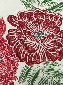 Lyrianda 大码女式 V 领花卉印花拼接优雅复古休闲蝴蝶结领带衬衫，春夏 - 彩色 - 查看 4