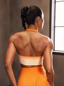 Powerista Áo ngực thể thao sọc Racerback hàng ngày cho nữ - trái cam - Xem 2
