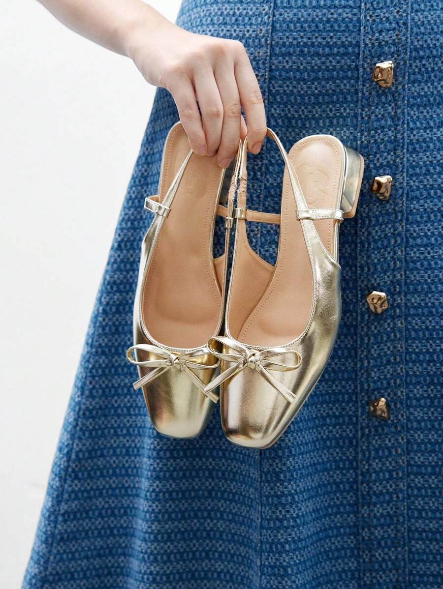 CUCCOO BIZCHIC Women Gold Basis Commuting Versatile Flat Shoes For Christmas - Gold - View 1