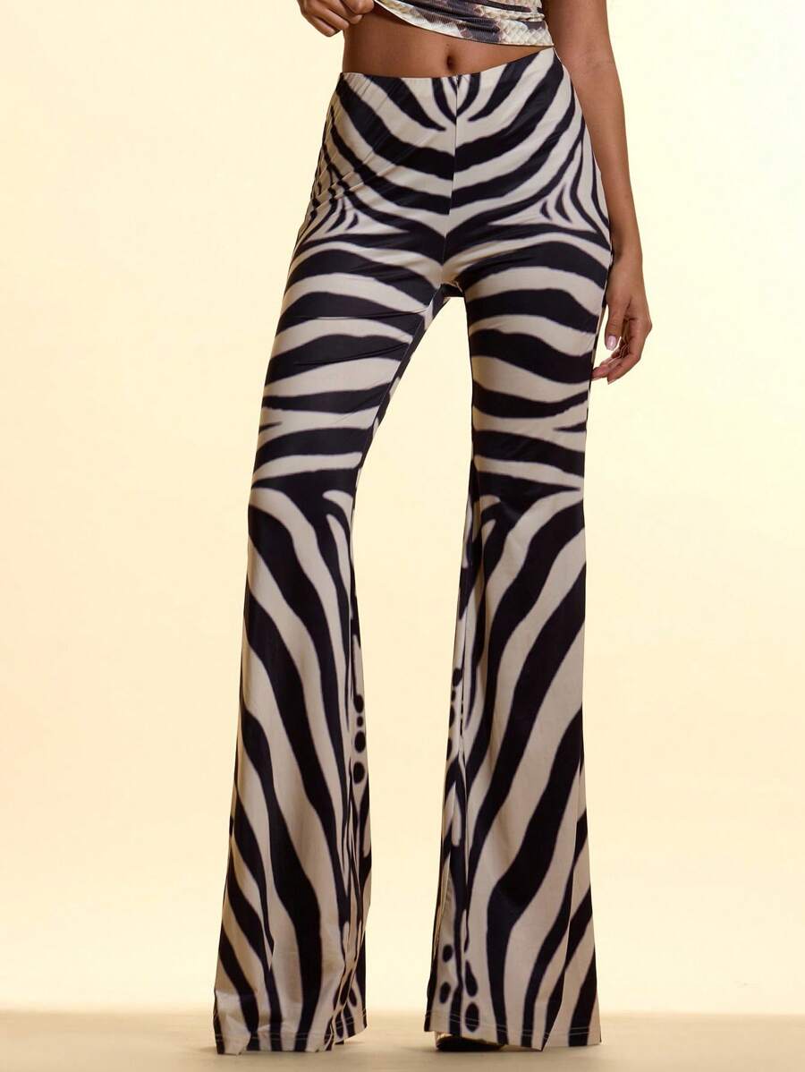 MUSERA Quần ống loe ôm sát họa tiết da báo cạp thấp, thích hợp cho kỳ nghỉ hè, lễ hội, tiệc tùng, đi club, tiệc sau show, đi biển, Y2K, sinh nhật, miền Tây, Nashville, tiệc tùng, lễ Phục sinh, thường ngày. - Nhiều màu - Xem 1