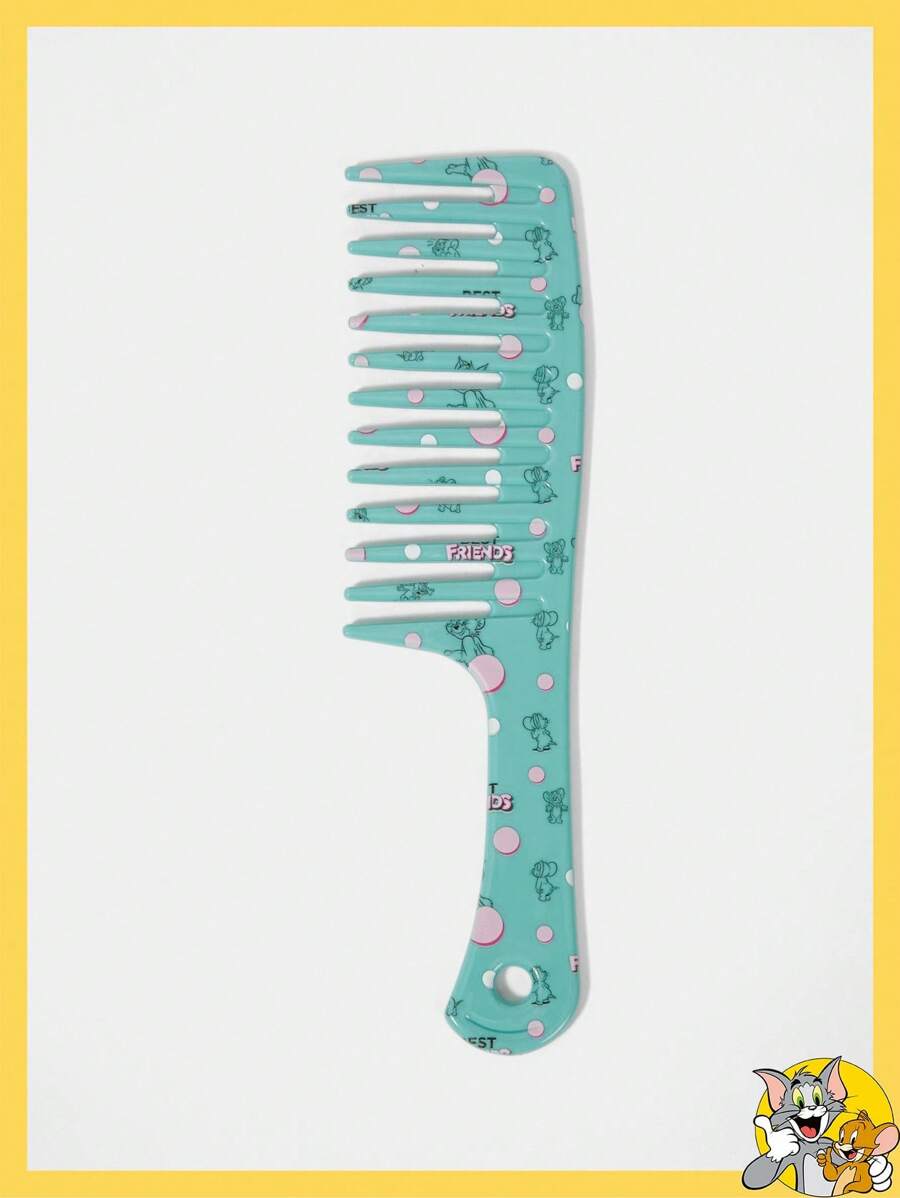 TOM & JERRY X SHEIN 1pc Cartoon Pattern Handy Dual Use Wide-Tooth Comb For Wet & Dry Hair - Multicolor - View 1