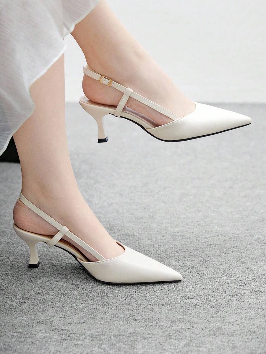 CUCCOO BIZCHIC Spitze Stilettos Elfenbein, elegante Pendler-, Party- und Arbeitspumps für Frauen, Riemchenpumps mit hohem Absatz - Chantilly - Übersicht 1