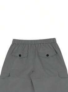 Manfinity Homme Men's Solid Color Pocket Casual Cargo 3/4 Pants - Grey - View 7