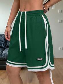 Coolane Quần short thể thao lưới thoáng khí thời trang dạo phố xuân/hè cho nữ màu đen - màu xanh lá - Xem 3
